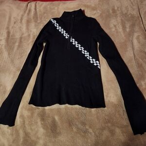 M Zara checkered detailing half zip